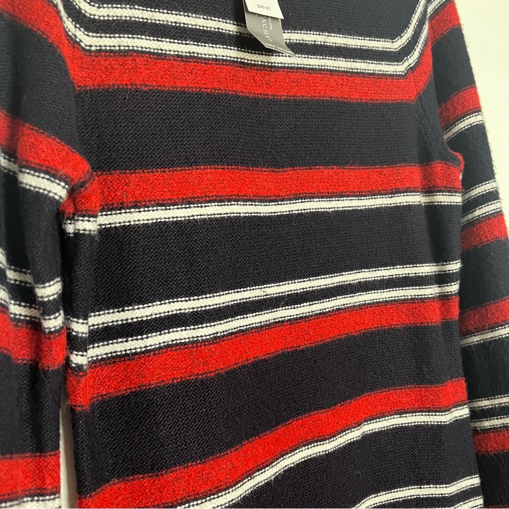NWT Lane Bryant Sweater Dress Red, White and Navy Blue Stripped Ribbed Knit - Picture 3 of 7